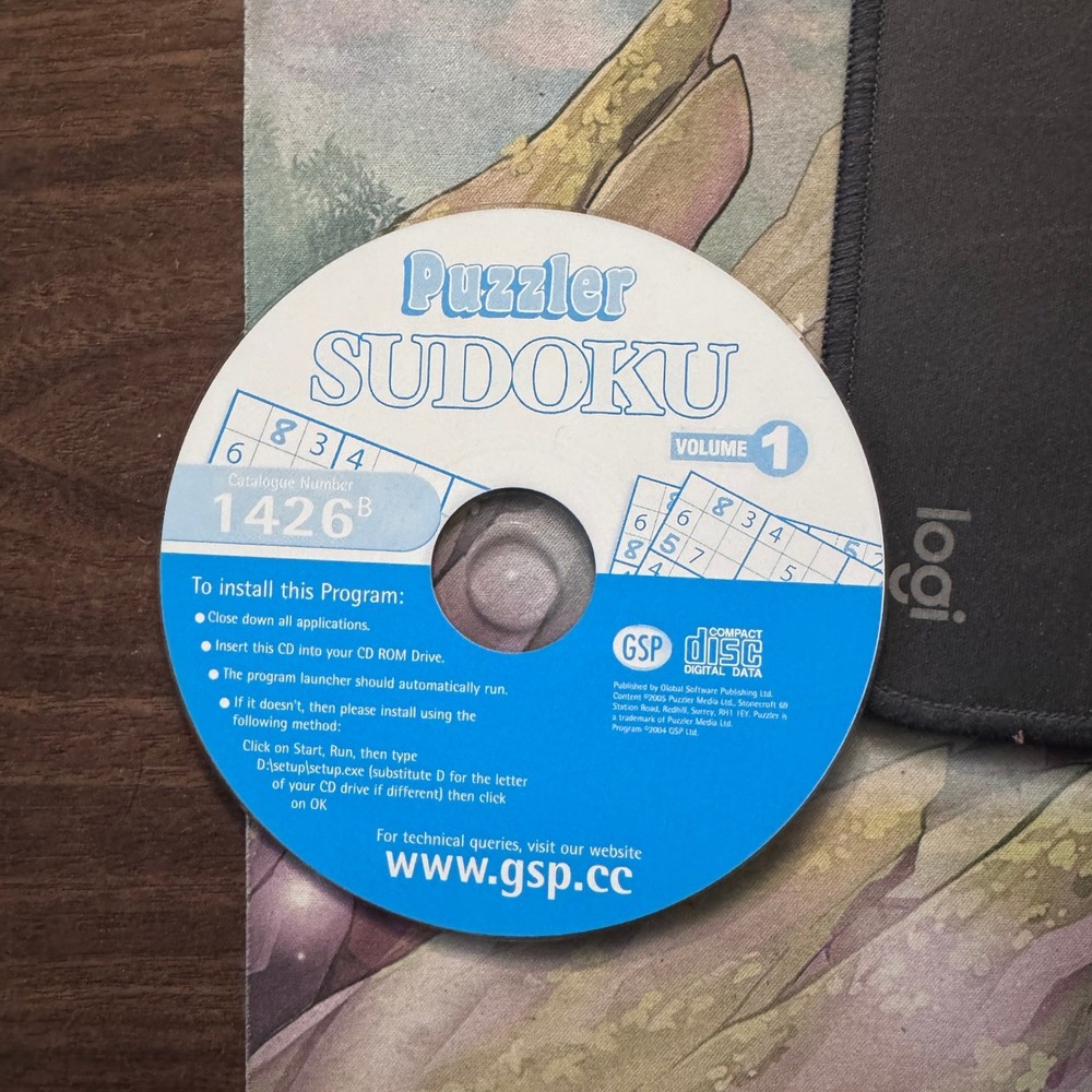 Puzzler Sudoku Volume 1 PC CD ROM Game 1426B Global Software Publishing