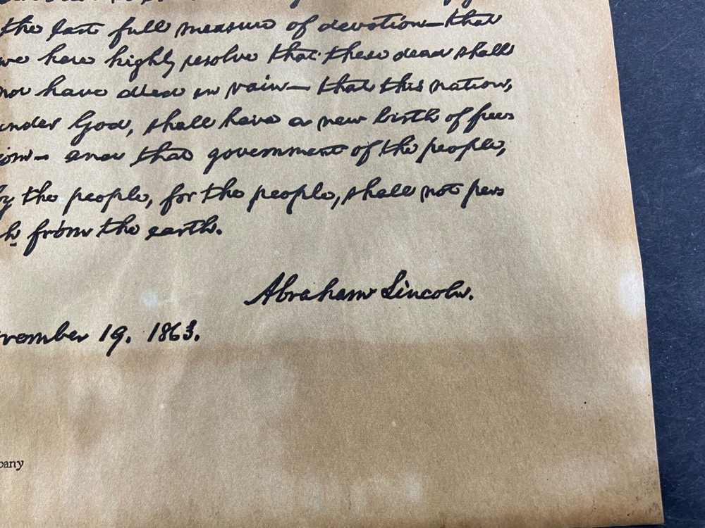 Reproduction Gettysburg Address
