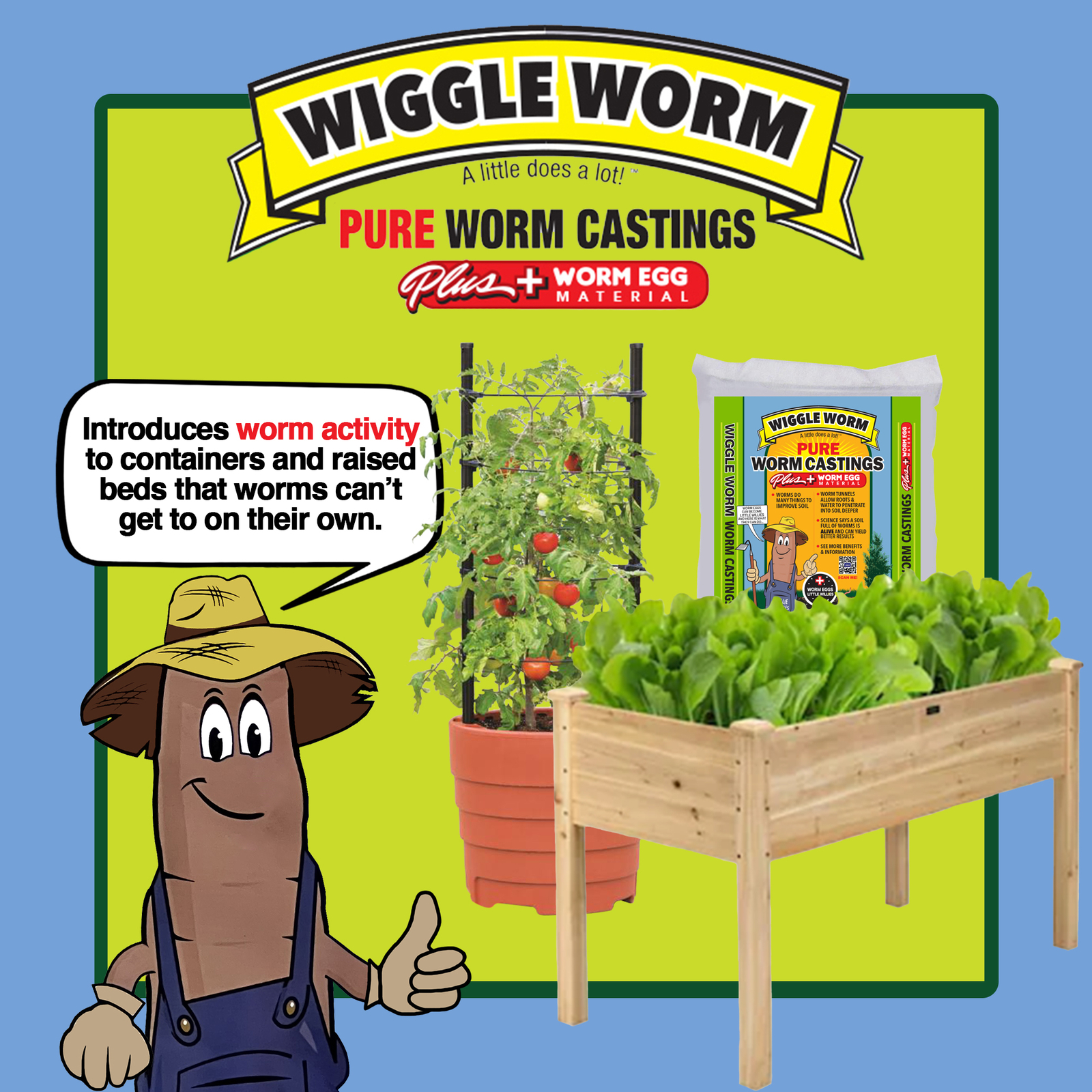 WIGGLE WORM Soil Builder Worm Egg Material Raised Bed Mix, 40 Pound Bag