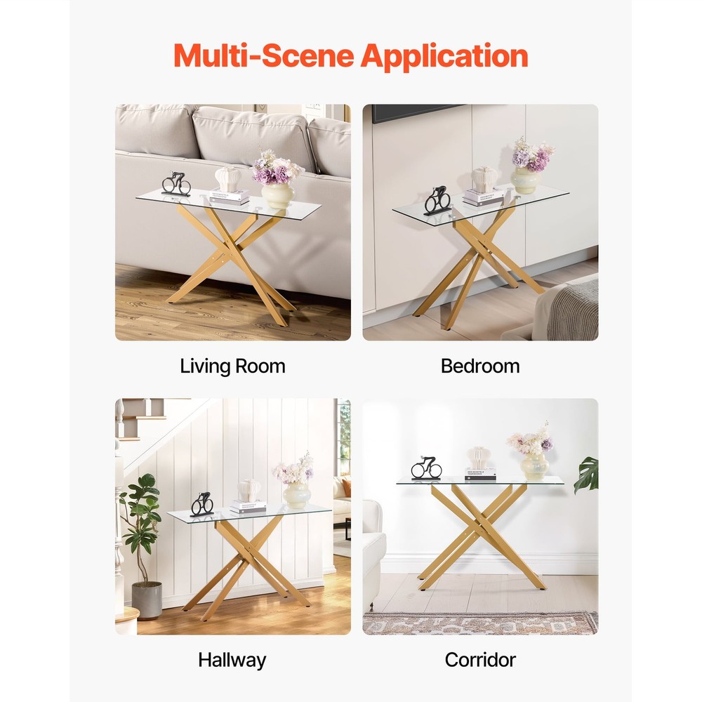 Modern Glass Coffee Table Rectangular Sofa Side Table W/ Tempered Glass Top &