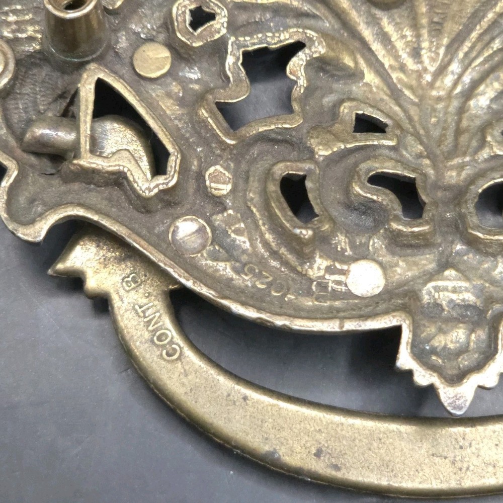 Solid Brass Ornate Drawer Pull Handle 1988 Vintage 4"x2" Stamped Bail Pull