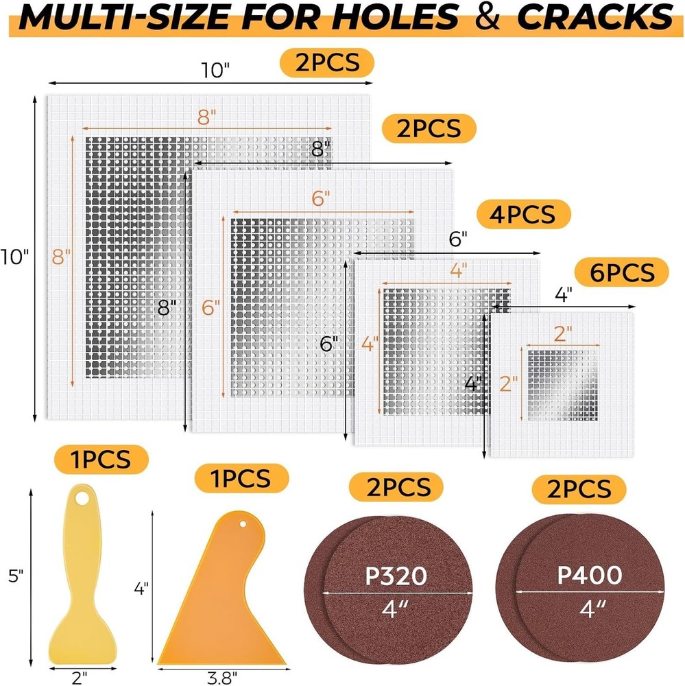 20 Pack Drywall Patch, 2/4/6/8 Inch Drywall Repair Patch, Large Hole Patch Re...