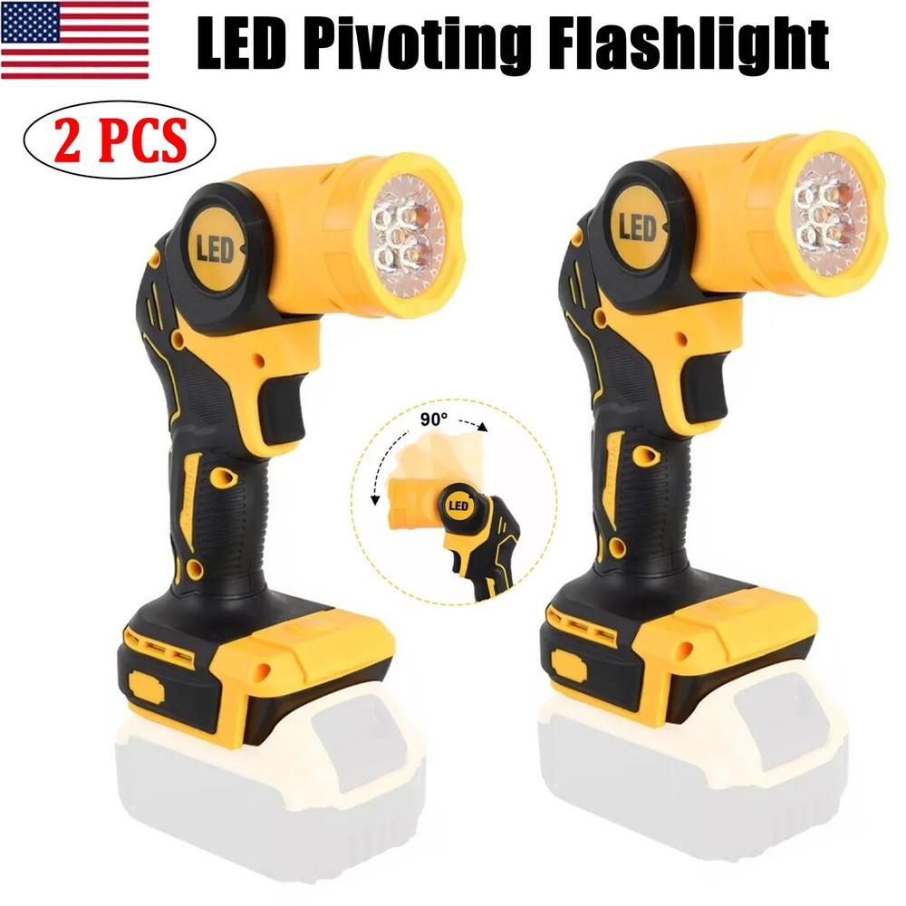 2PCS LED Pivoting Flashlight Cordless Work Light For DeWALT LED 20V 20Volt MAX