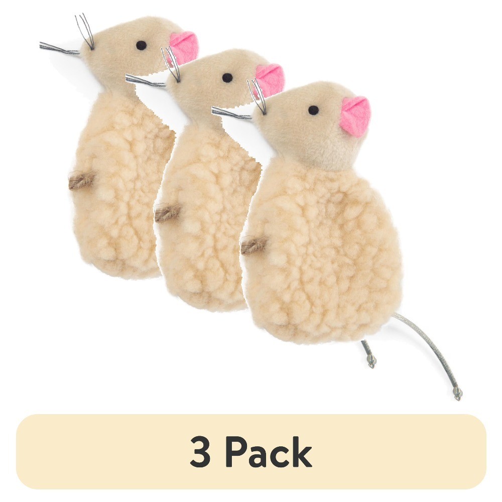 Refillable Catnip Plush Mouse Toy with String Tail for Cats 3 Pack