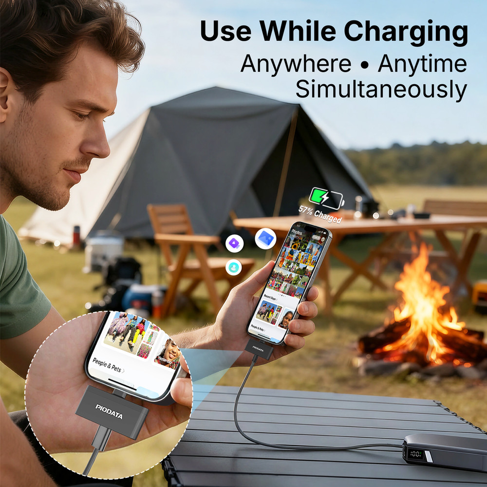 Micro SD Card Reader for USB C iPhone Android, Auto Photo Backup While Charging