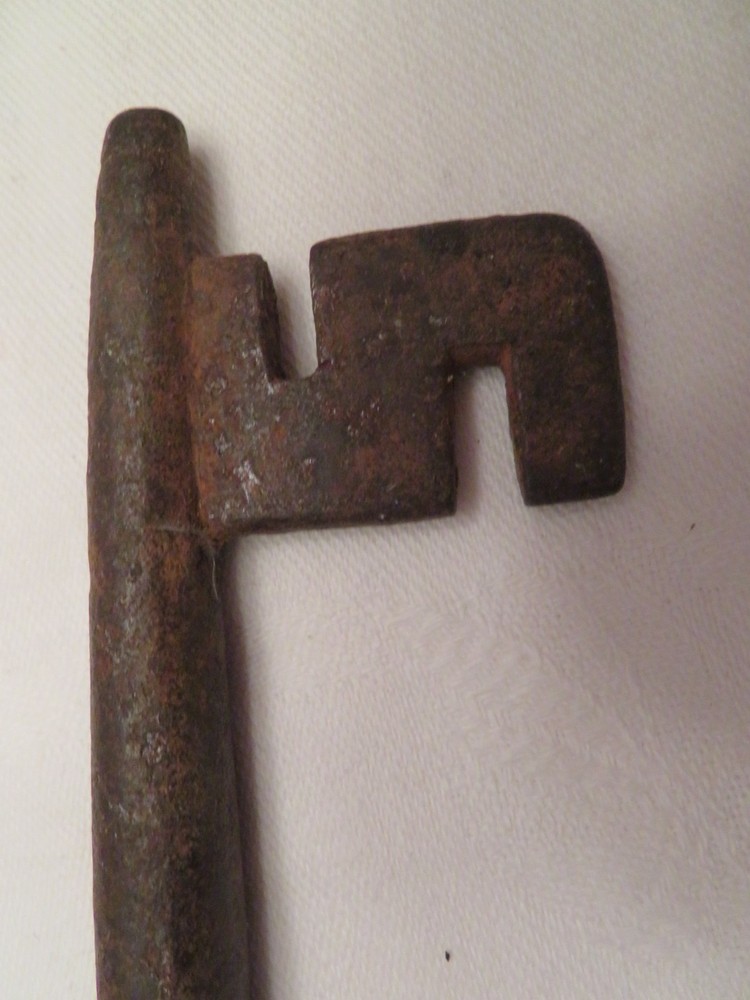 Antique Iron Skeleton Key Rustic Solid Barrel Key 6.5" long