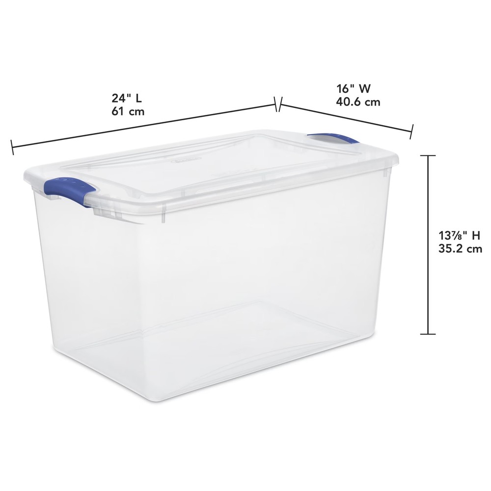 Sterilite Large Storage Bin Clear Plastic Container Latch Lid