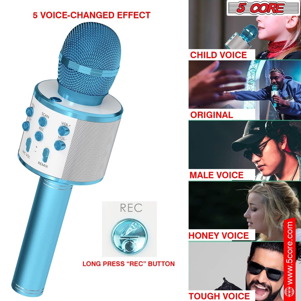 5 Core Microphone Wireless Karaoke Mic with Speaker Portable Bluetooth Microfono