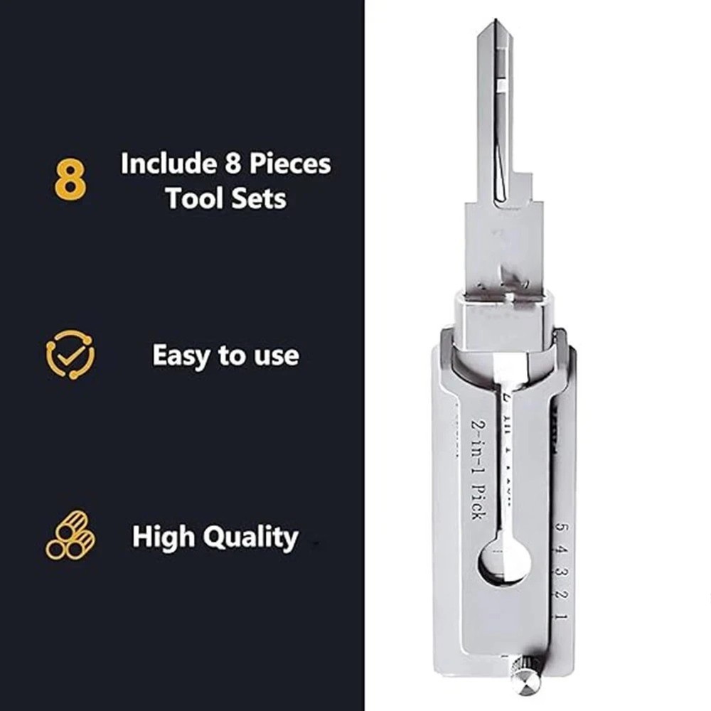 SS001 Key Decoder Stainless Steel Lock Key Precision Hook Pick Set Maintenance