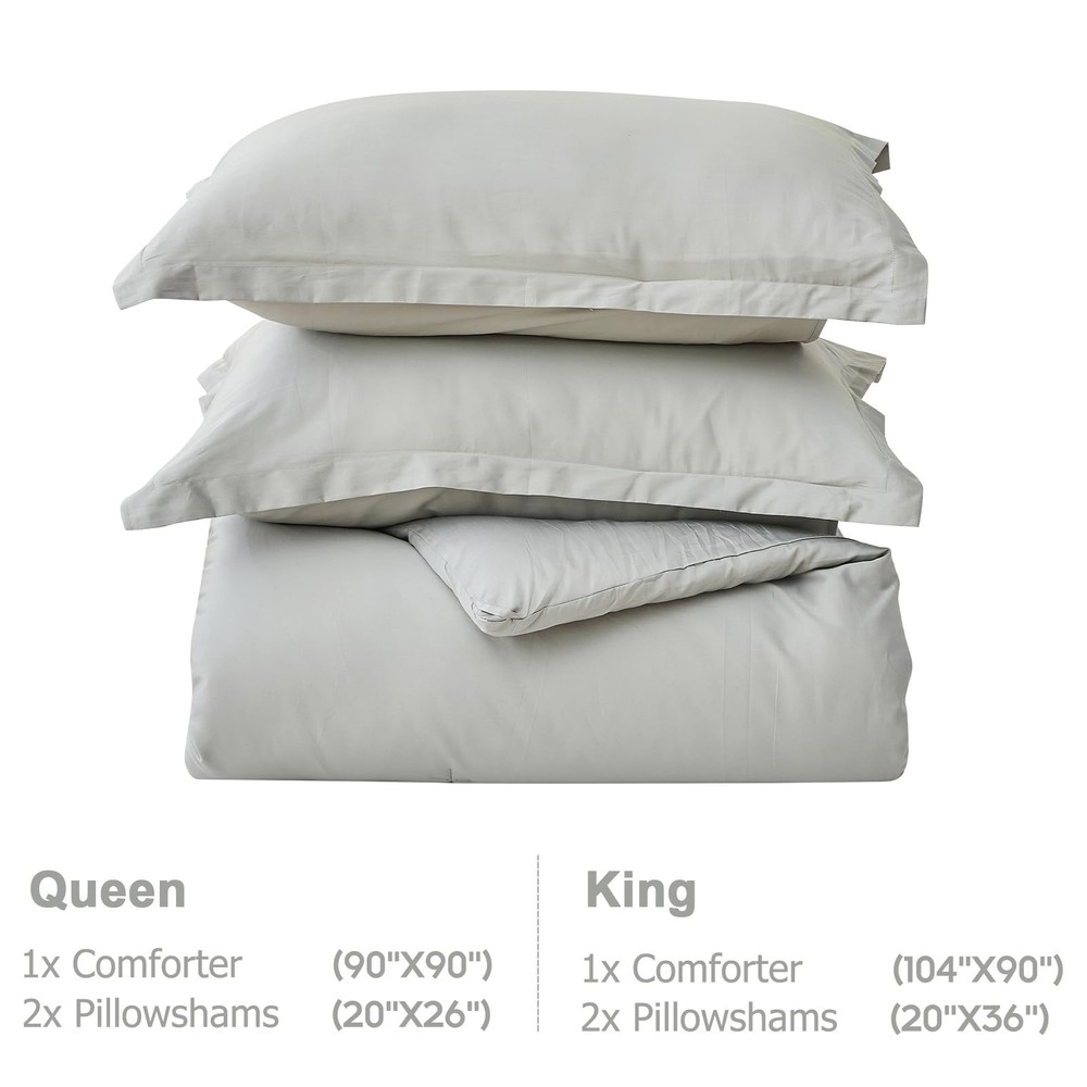 Finlonte King Comforter Set, 100% Cotton Comforter Bedding Set, Fluffy Solid ...