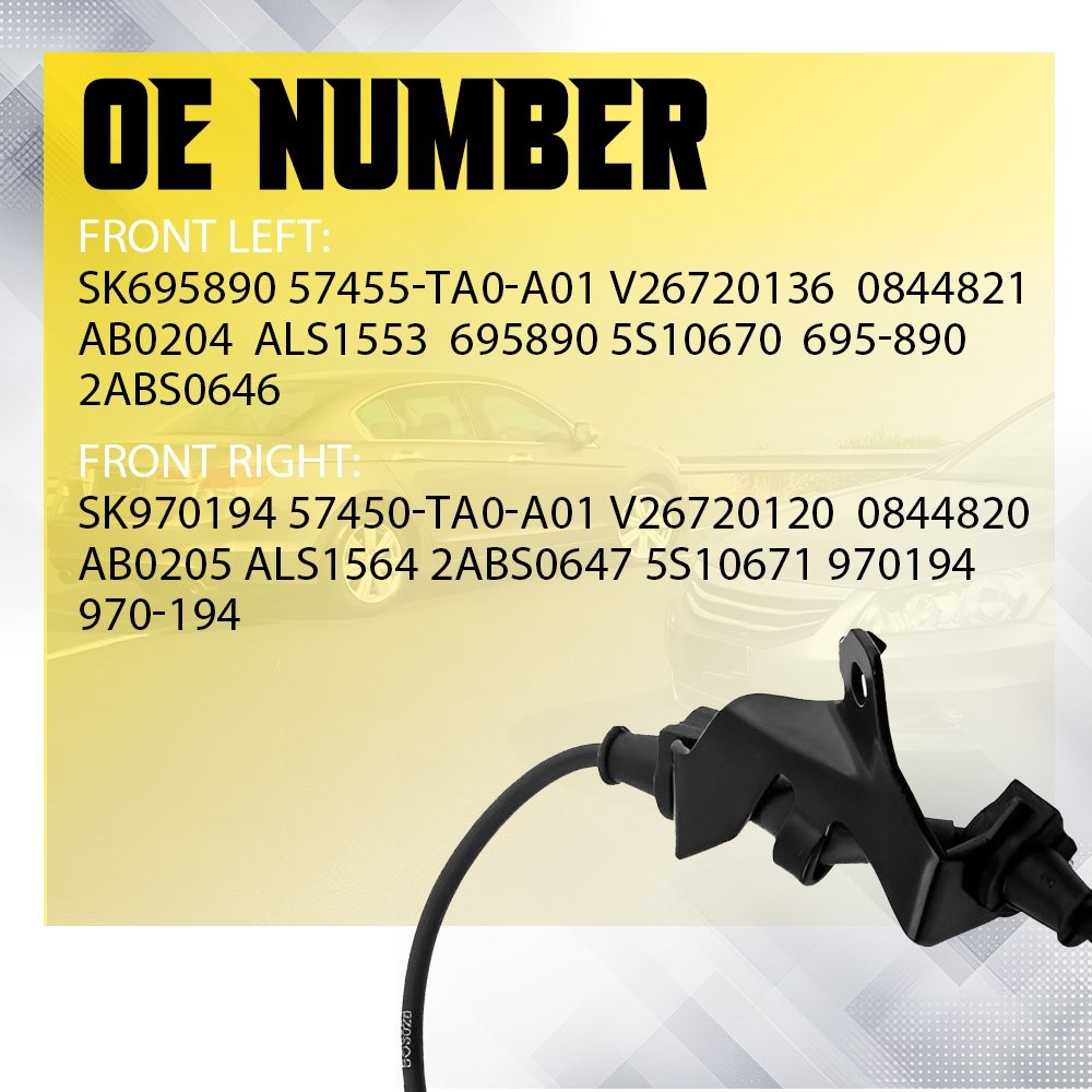 2 ABS Wheel Speed Sensor Front Left & Right for Honda Accord 2008-2012 2.4L 3.5L