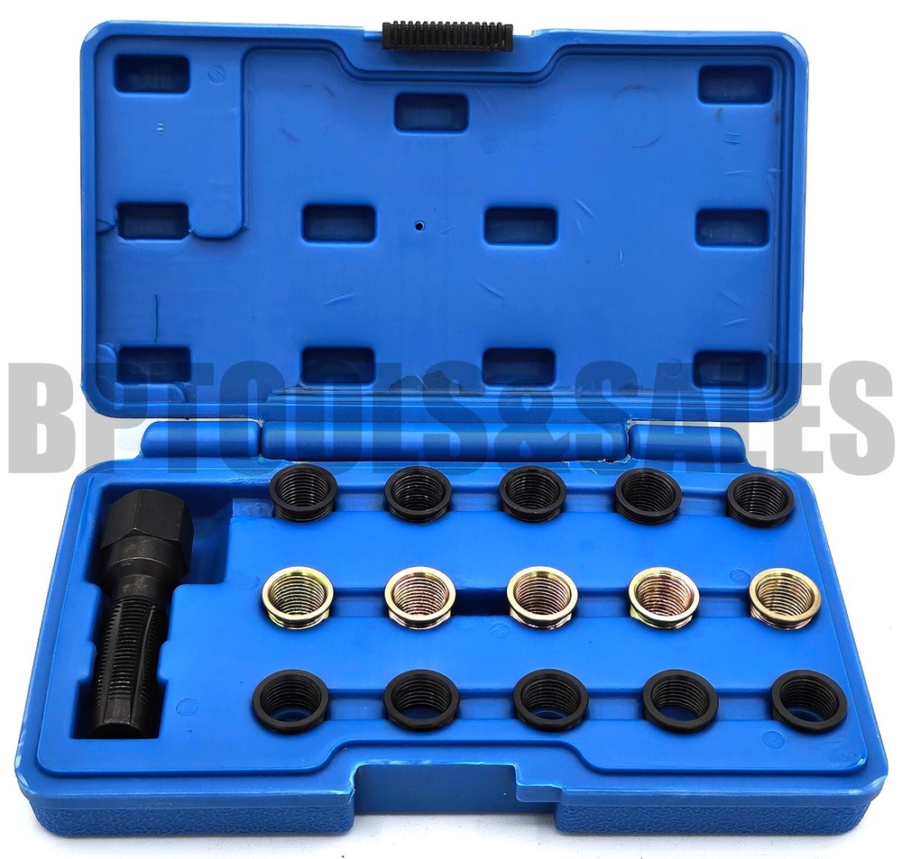 16pc SPARK PLUG THREAD REPAIR RETHREADING TOOL KIT M16 THREADED COIL INSERT