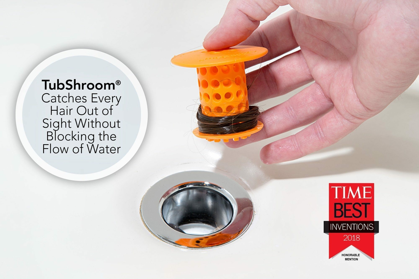 TubShroom® Orange Revolutionary Drain Hair Catcher No More Clogs Free Shipping!