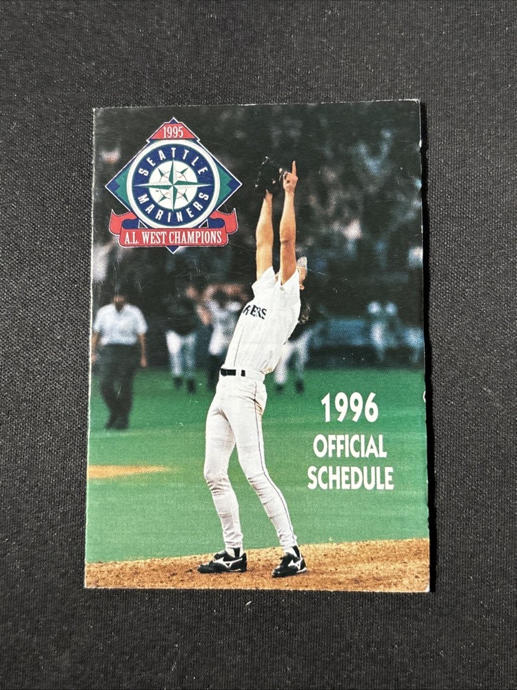 RANDY JOHNSON - 1996 SEATTLE MARINERS - Official Pocket Schedule - RED APPLE