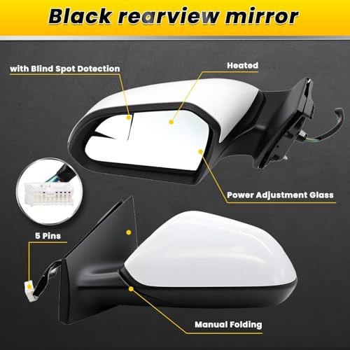Driver Side Mirror Assembly 5Pins Compatible with 2015-2019 Sonata with Left