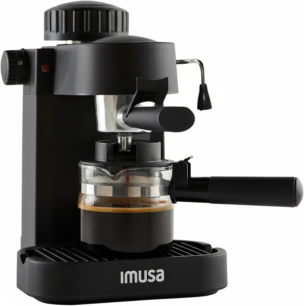 4-Cup Electric Espresso Maker: Black Cappuccino Machine with Permanent Filter