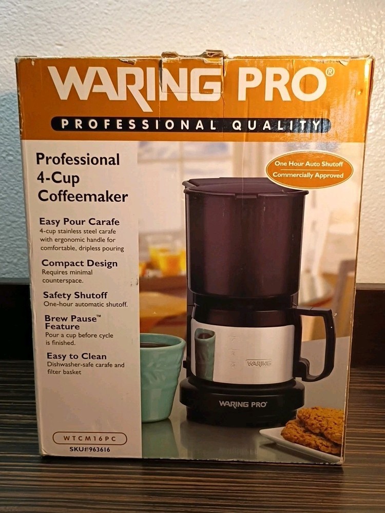 WARING PRO PROFESSIONAL QUALITY 4 CUP COFFEEMAKER WTCM16PC