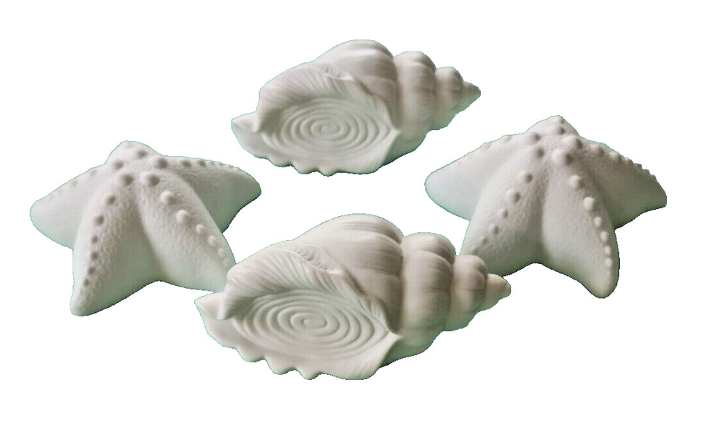 2 Light Up Ceramic Seashells and 2 Light Up Ceramic Starfish