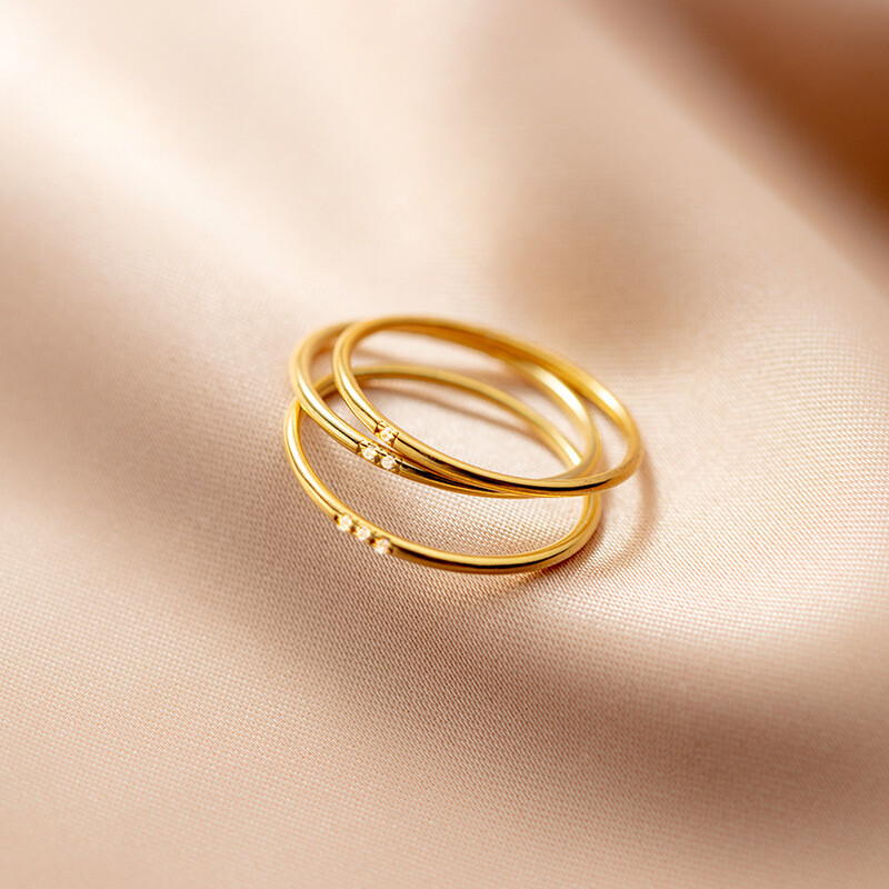 10K Solid Yellow Gold Stackable Ladies Ring With Natural Diamond Ring Size US5-7