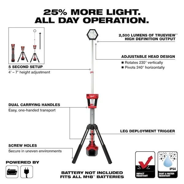 Milwaukee Tool 2131-20 M18 Rocket Dual Power Tower Light