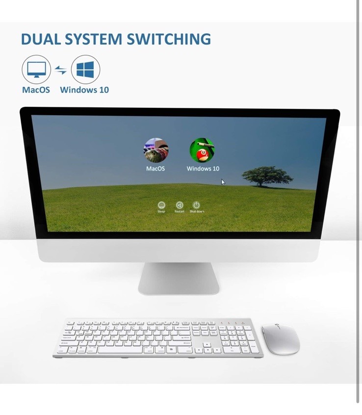 🔥Silver, White Wireless Keyboard, Mouse, Rechargeable Full Size Flat, Thin Set