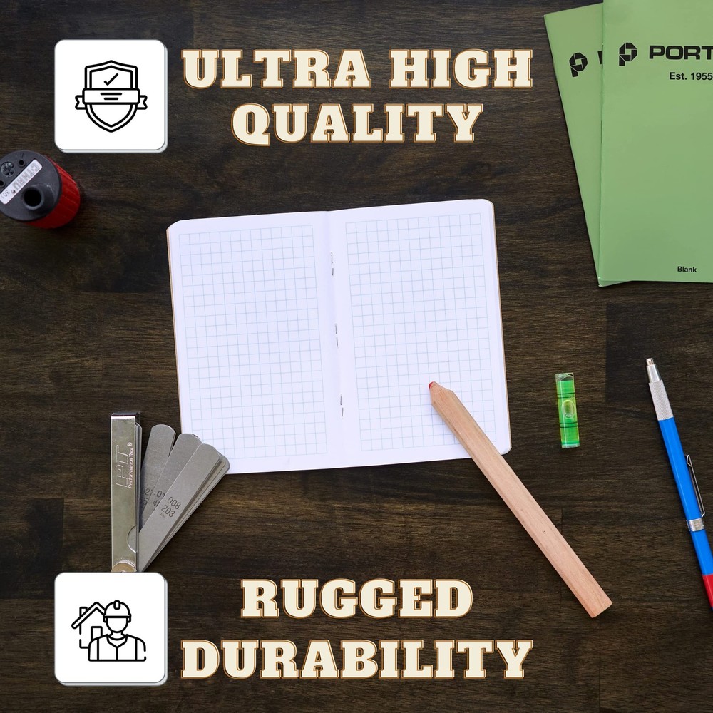 Portage Small Graph Notebook- Notepad for Field Notes, Green