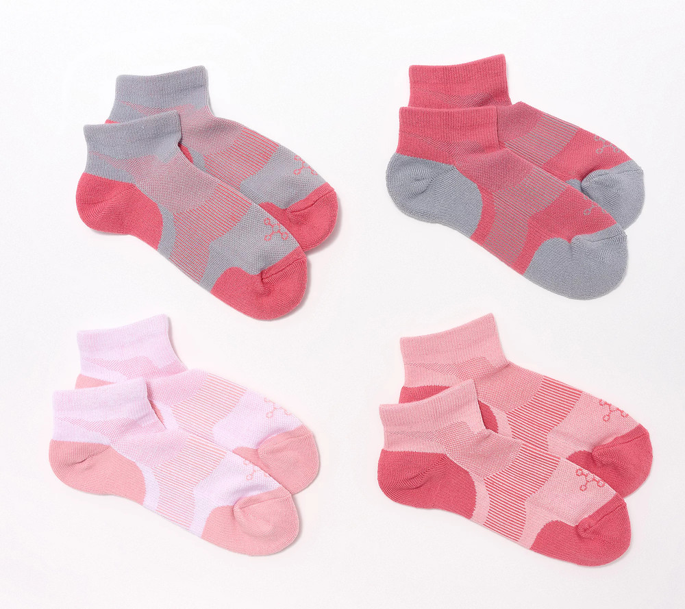 Tommie Copper 4Pk Ankle Compression Socks Pink - Large