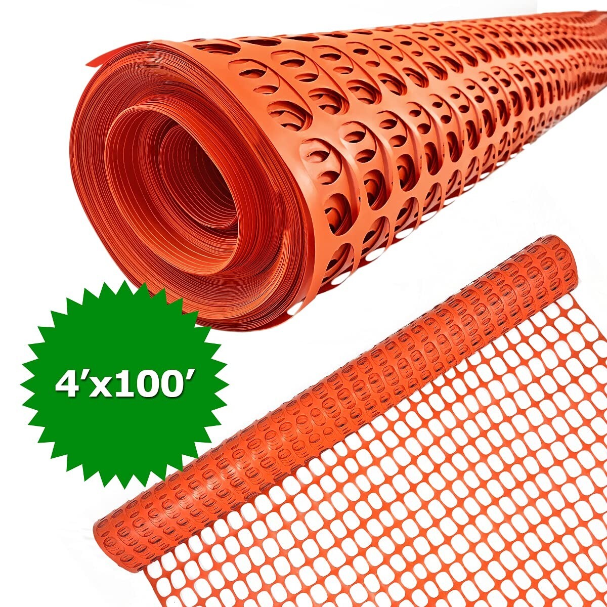 Ashman Plastic Mesh Fence, Construction Barrier Netting, Orange, 4'x100' Feet.