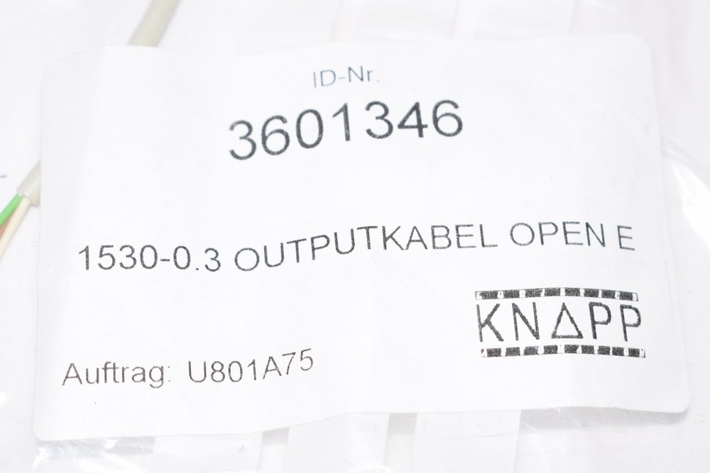 NEW KNAPP 3601346, 1530-0.3 Output Cable Open E