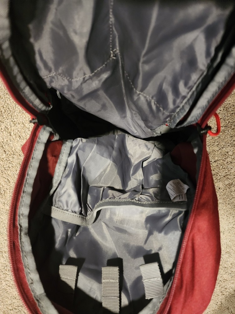 Ozark Trail Red Gray Hiking Daypack Backpack Polyester Padded Straps Pockets