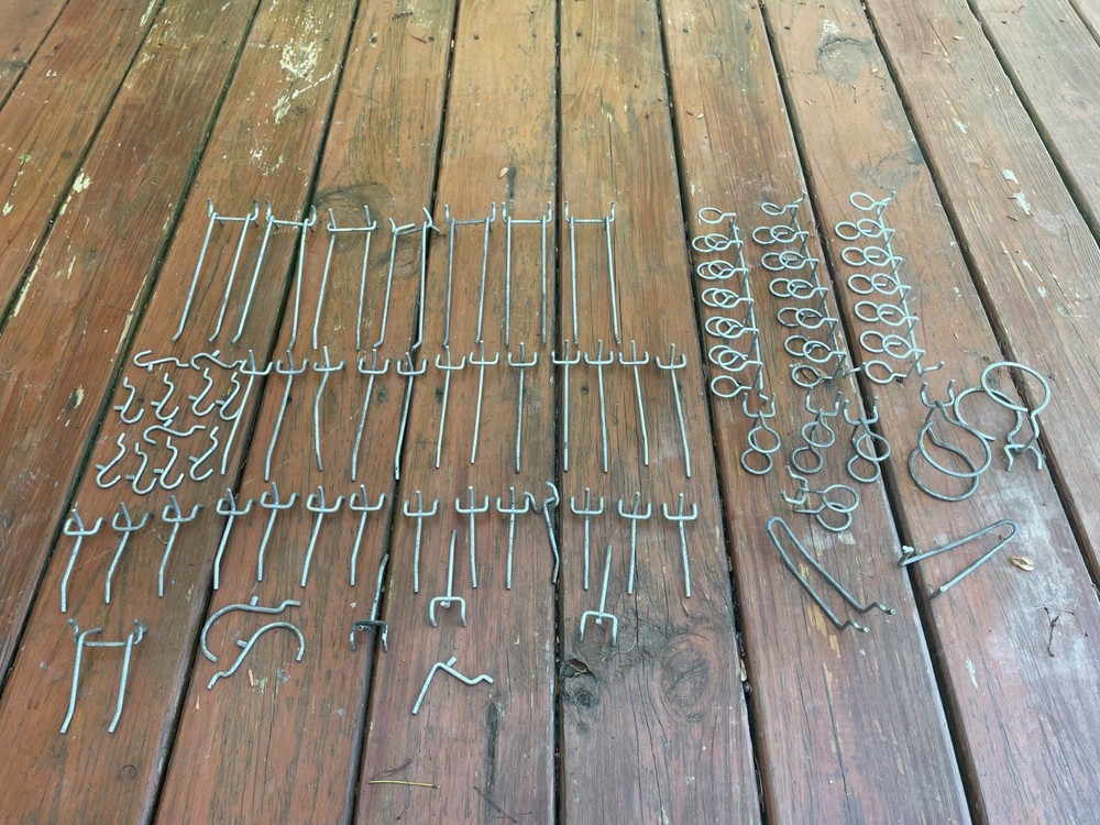 62 metal various styles peg board hook, tool accessory holders