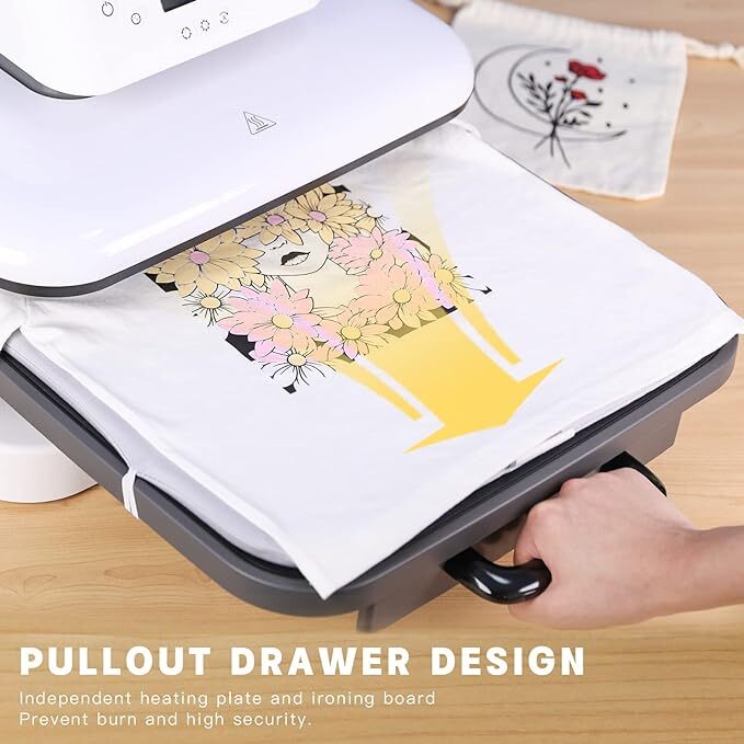 HTVRONT Heat Press Machine Bundle Digital Transfer T-Shirt Sublimation Automatic