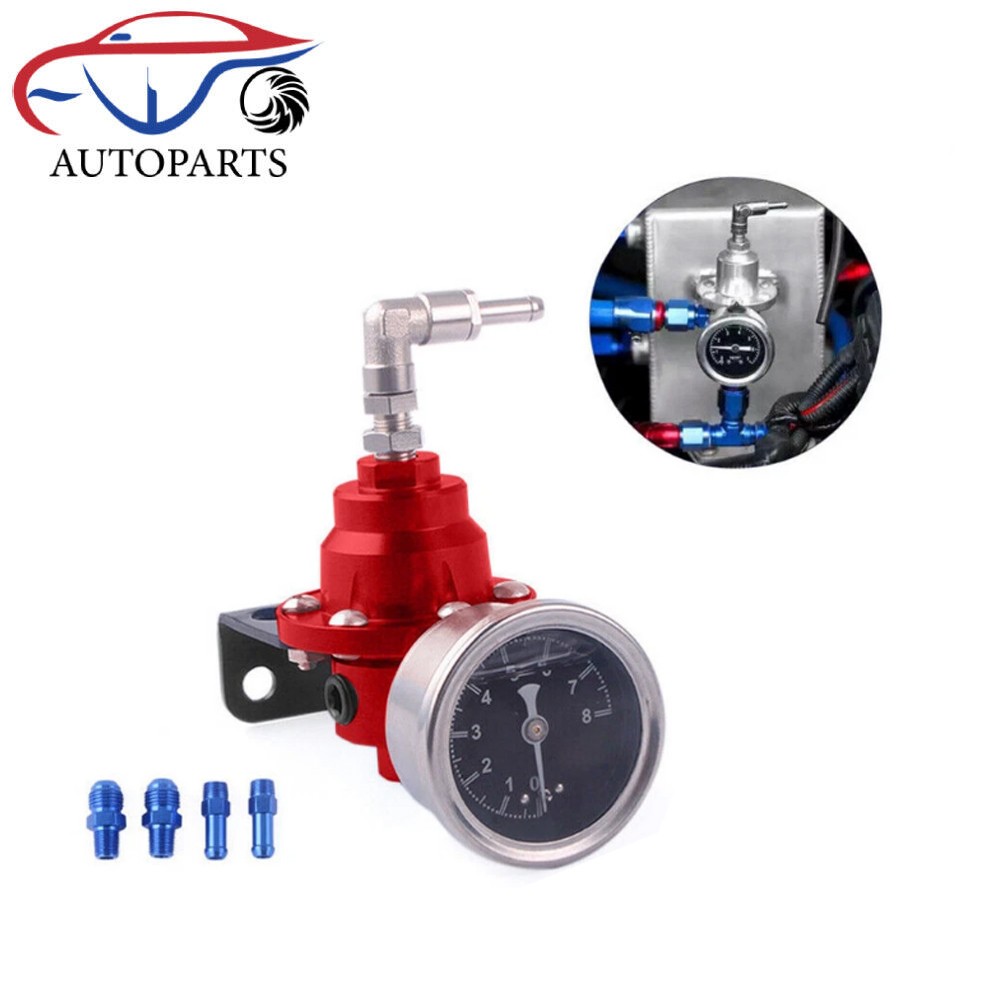Aluminum Universal Adjustable Fuel Pressure Regulator + Gauge+ Fitting Kit
