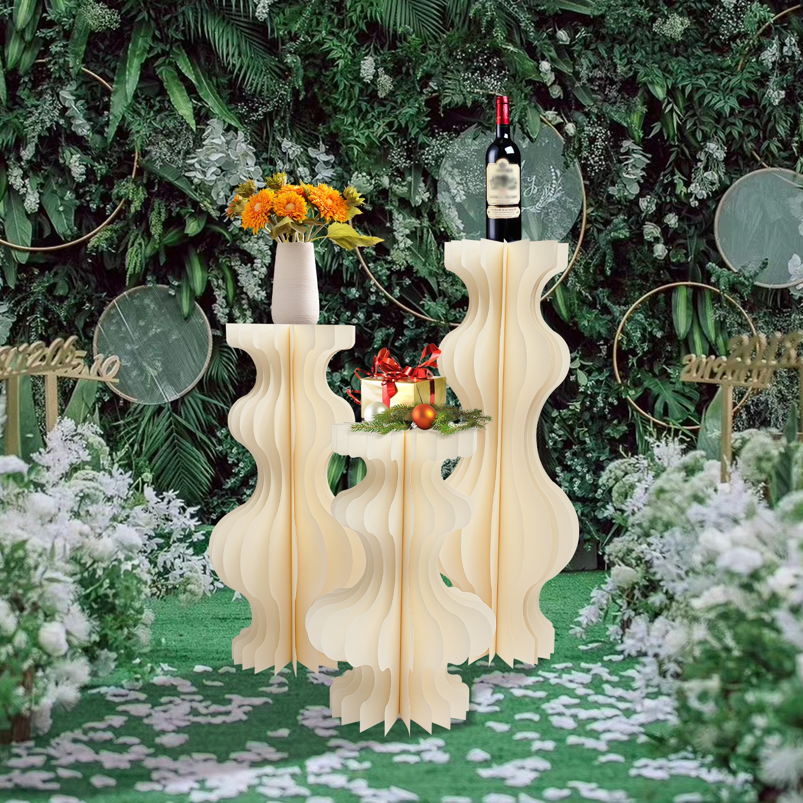 3pcs Foldable Cardboard Centerpiece Display Vase-shape Display for Wedding Party