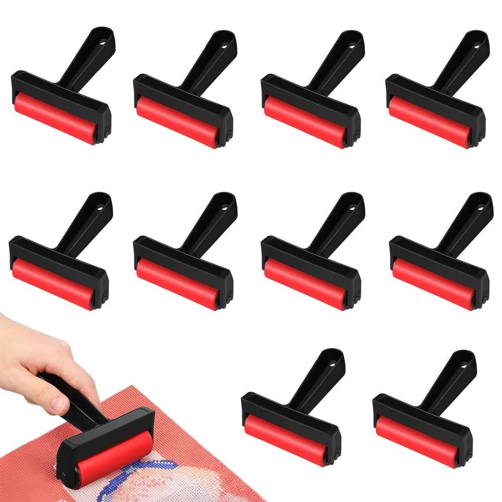 10 PCS Red Mini Printmaking Brayer Hard Rubber Applicator Craft Roller Tools