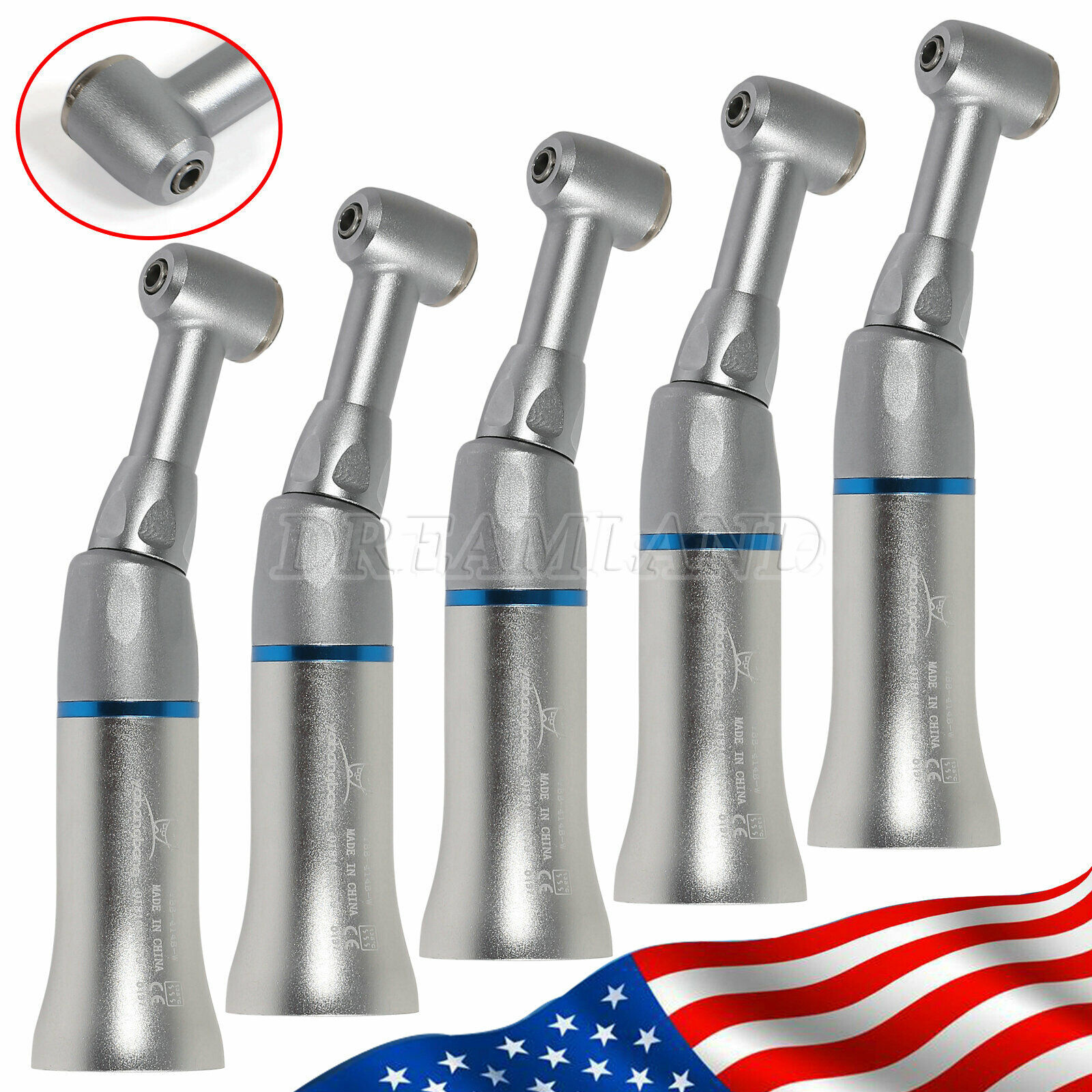 5 NSK Style Dental Slow Speed Handpiece Push Button Contra Angle USA WAREHOUSE