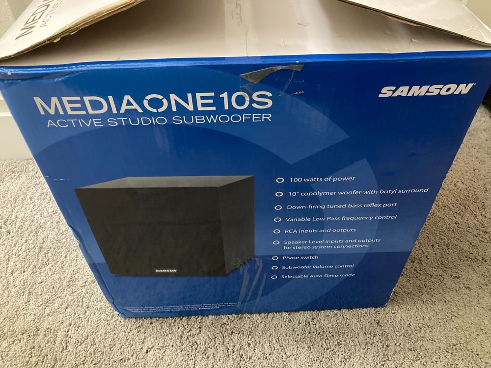 Samson MediaOne 10S 10" 100 Watt Powered Studio Subwoofer Variable Crossover Sub