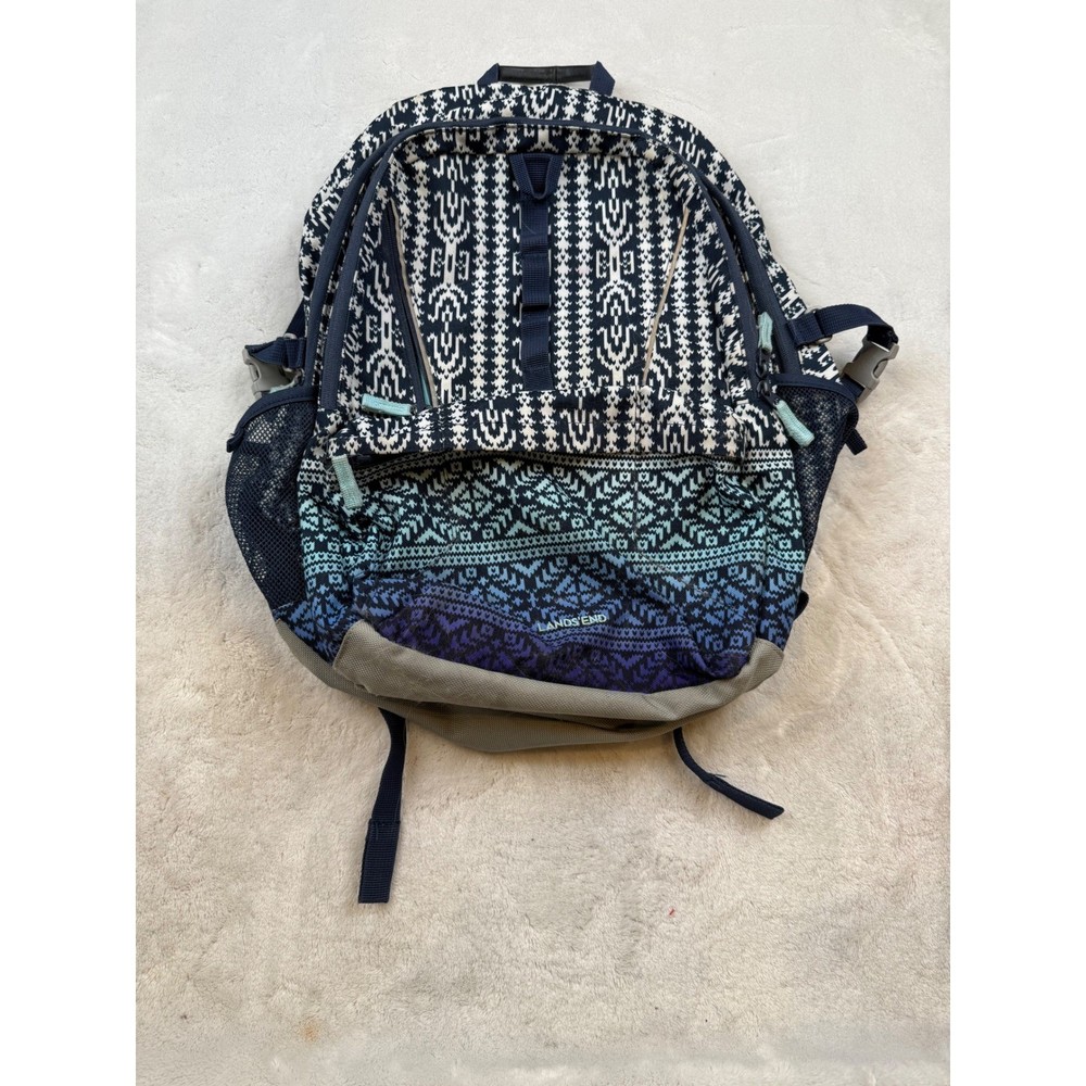 Lands End Backpack Patterned School Travel Hiking Daypack
