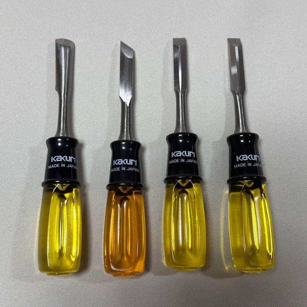 KAKURI 4pc Chisel Set Japan Made Yellow Handle Hand Tools Pro Grade Quality