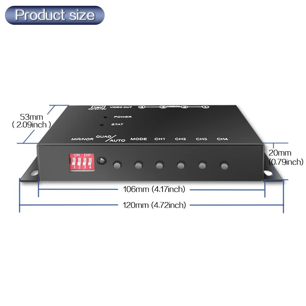 Mini 4Ch Color Video Quads Multiplexer Splitter Processor for CCTV Security Came