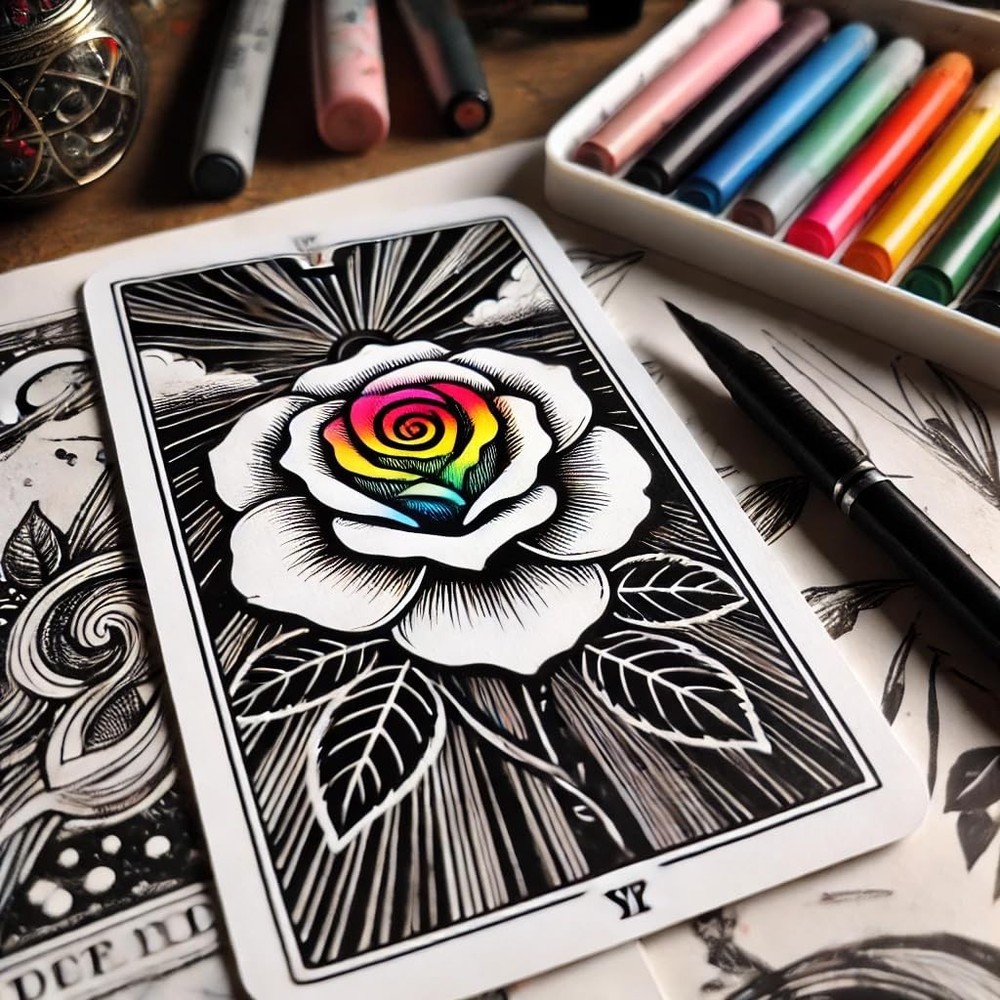 Lunaphora Blank Tarot Cards with Printed Back Design - 1 Deck, Multicolored