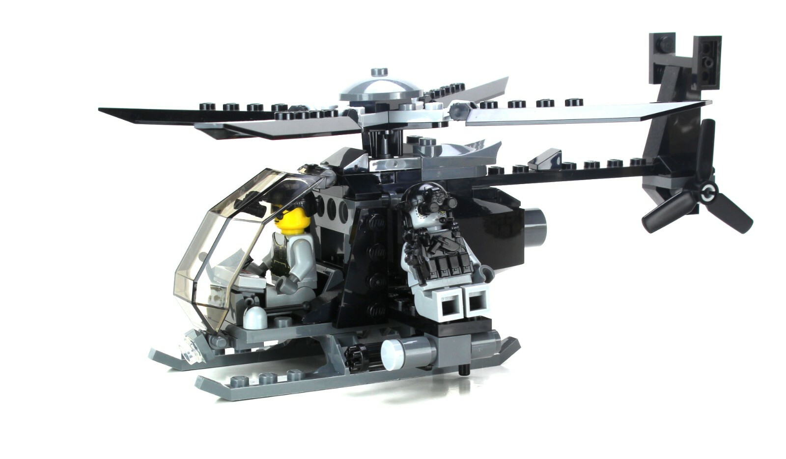 AH-6 Little Bird with 3 Rangers Army helicopter made w/ real LEGO® bricks