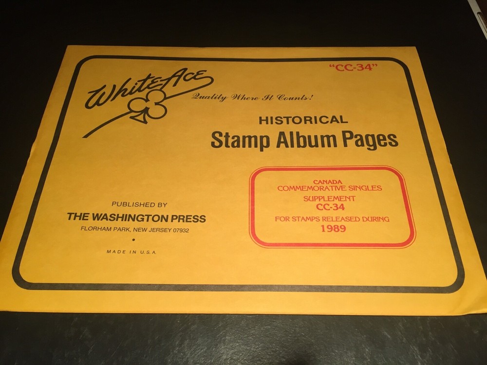 White Ace Stamp Album Supplement Pages  - Canada Commemorative 1989 CC-34