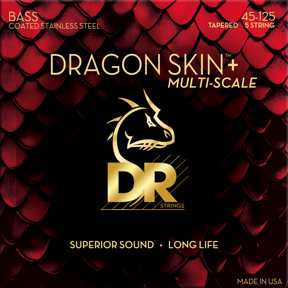 DR Strings DRAGON SKIN+ Steel Bass Strings 5 String Multi-Scale Medium 45-125