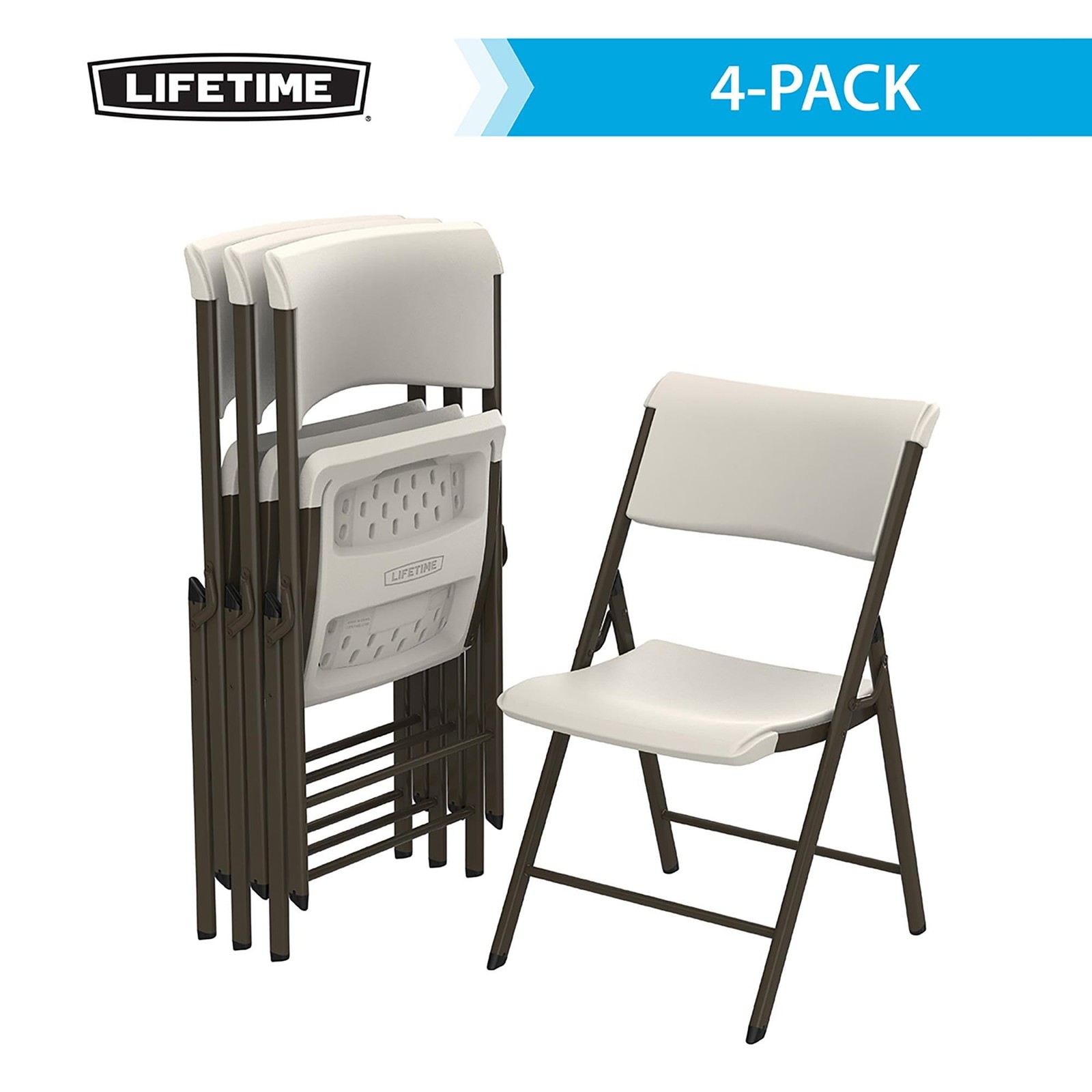 LIFETIME A-Frame Folding Chair, 4-Pack, Almond