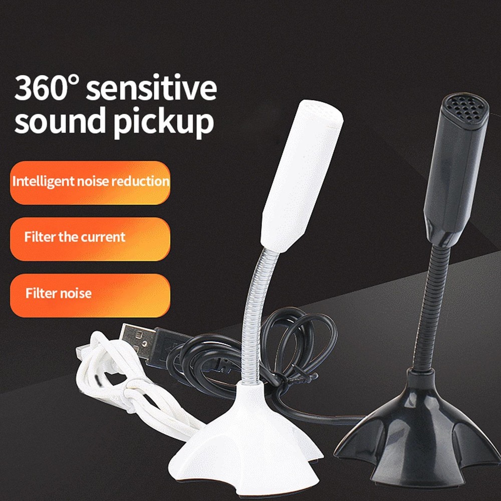 USB Desktop Microphone Adjustable Support Voice Chatting Recording Mic For PC