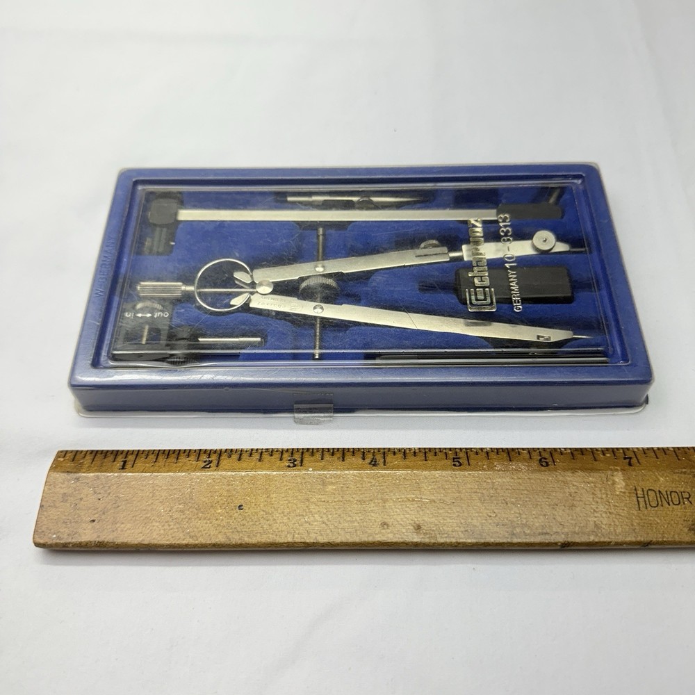 Charvoz 10-3313 Compass Drafting Instruments Set With Case Germany