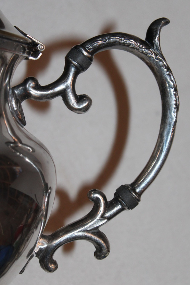 VTG Birmingham Silver Co silver on copper silverplated ornate teapot 4 legs