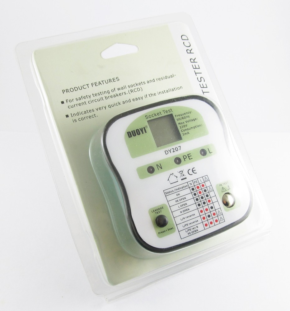 1pc DUOYI DY207 Electrical Socket Tester RCD Plug ( EU ) Europe Version