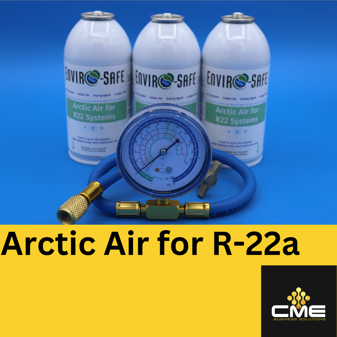 Envirosafe Arctic Air for R22, AC Refrigerant Support, (3) cans and gauge